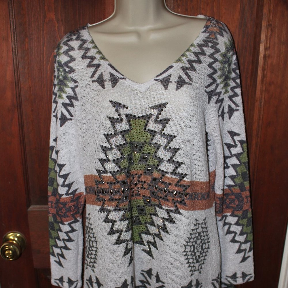 Aztec Print Lightweight Sweater